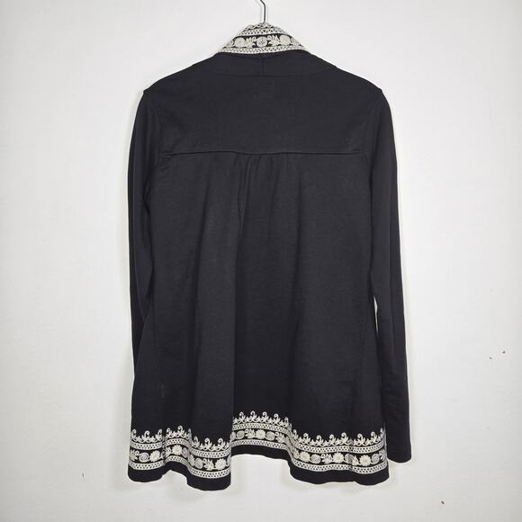 Lucky Brand Black Embroidered Open Front Wrap Cardigan. Size XS. - Picture 2 of 7
